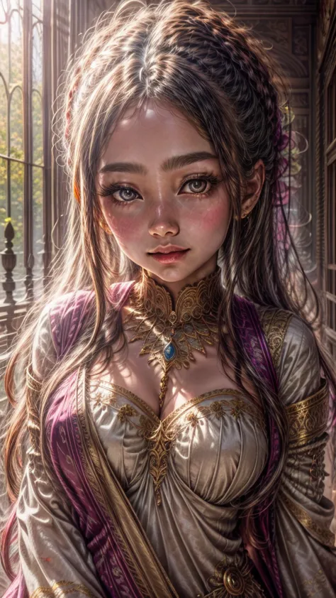 a young girl doing astrology in a park, detailed intricate astrological symbols and crystals, beautiful detailed face and eyes, ...