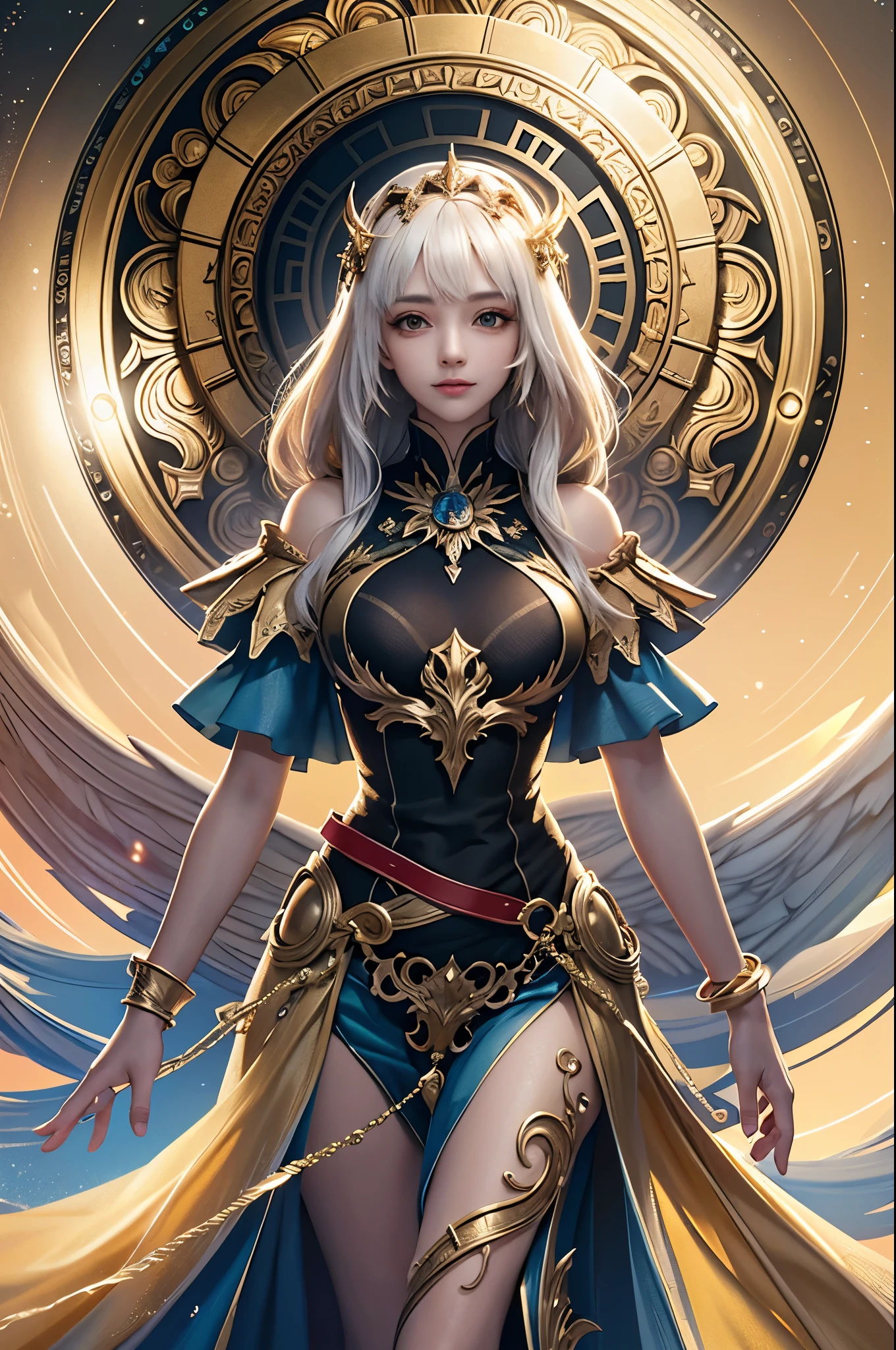 (Dynamic angle:1.4), ((Full body posing:1.5), (colorful:1.2), (extremely detailed CG unity 16k wallpaper:1.1), (Denoising strength: 1.45), (tmasterpiece:1.37), ((official art)), (colorful:1.2), The whole body is golden yellow, suspended in the air, yes Big Wings, god rays, sparkle, glowing light, ((masterpiece)), ((best quality)), UHD, award winning