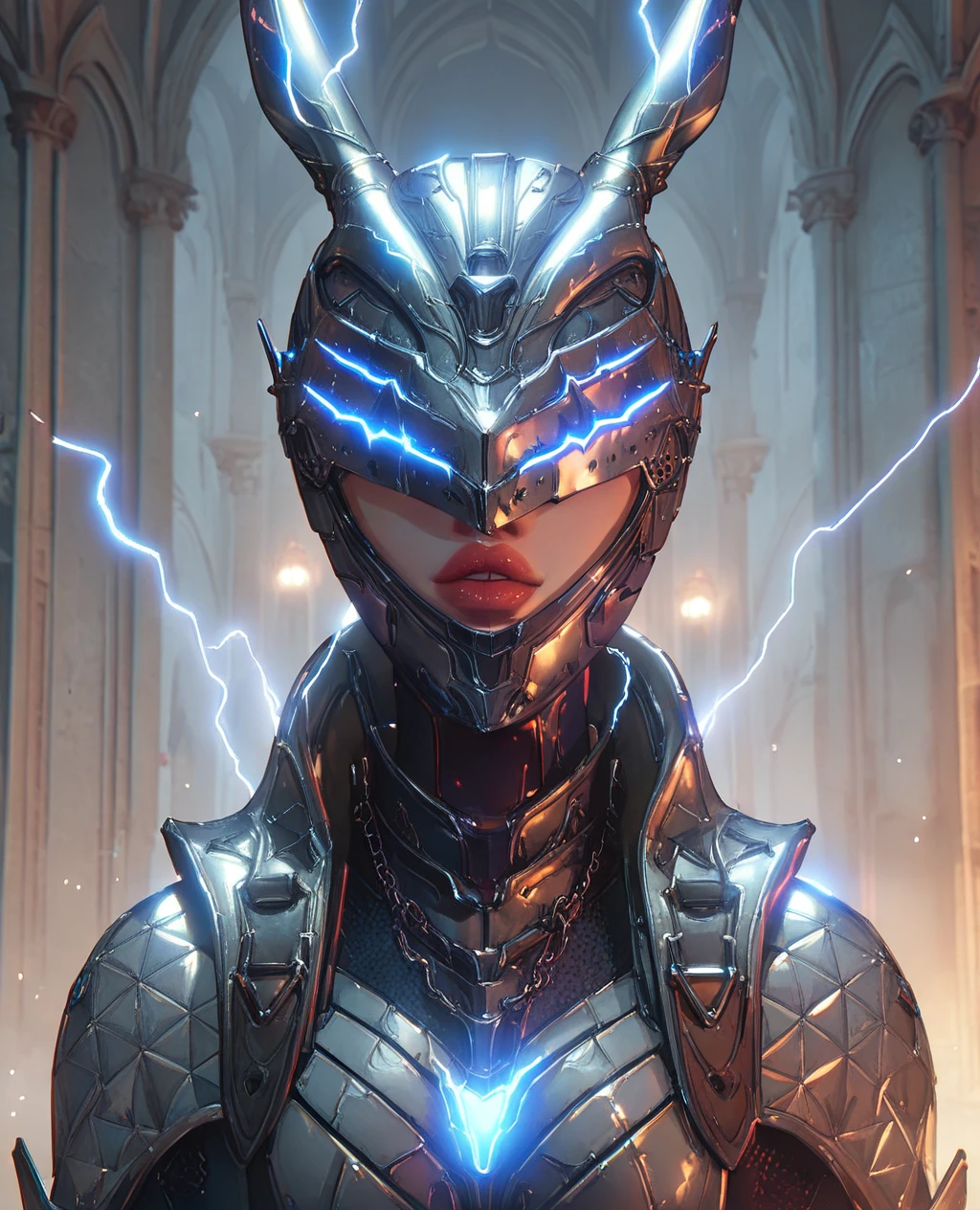 score_9, score_8_up, score_7_up, 1girl  ,helmet, electricity1, ,cogarmor2023, black armor, 8k uhd, best quality, masterpiece, glowing blue, detailed armor, pixar style, cybermask2023