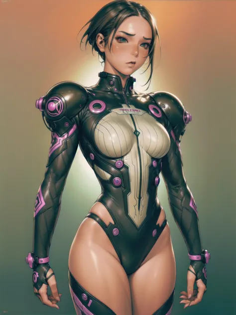 (((Juri Street Fighter))), ((best qualityer)), (((Venom outfit))), (((slim))), (Muscles), (((fit body armor suit))), ((Perfect m...