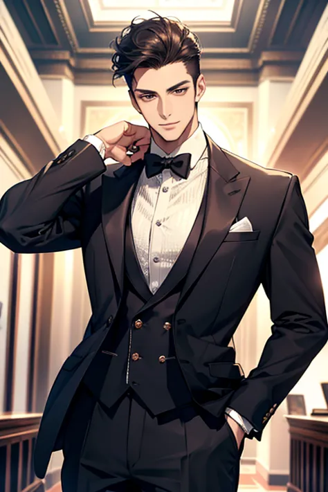 (high resolution:1.2),homem bonito em terno elegante,cara estiloso em traje profissional,confident man in formal office clothes,...