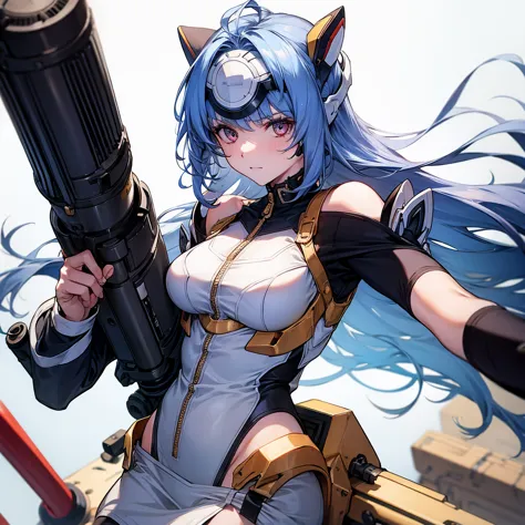 beautiful girl　hold the gatling gun