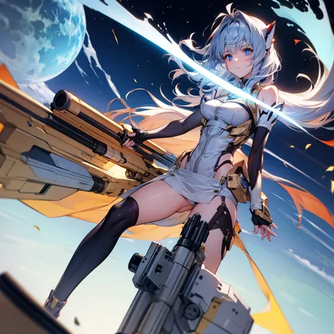 beautiful girl　Hold the Gatling Gun