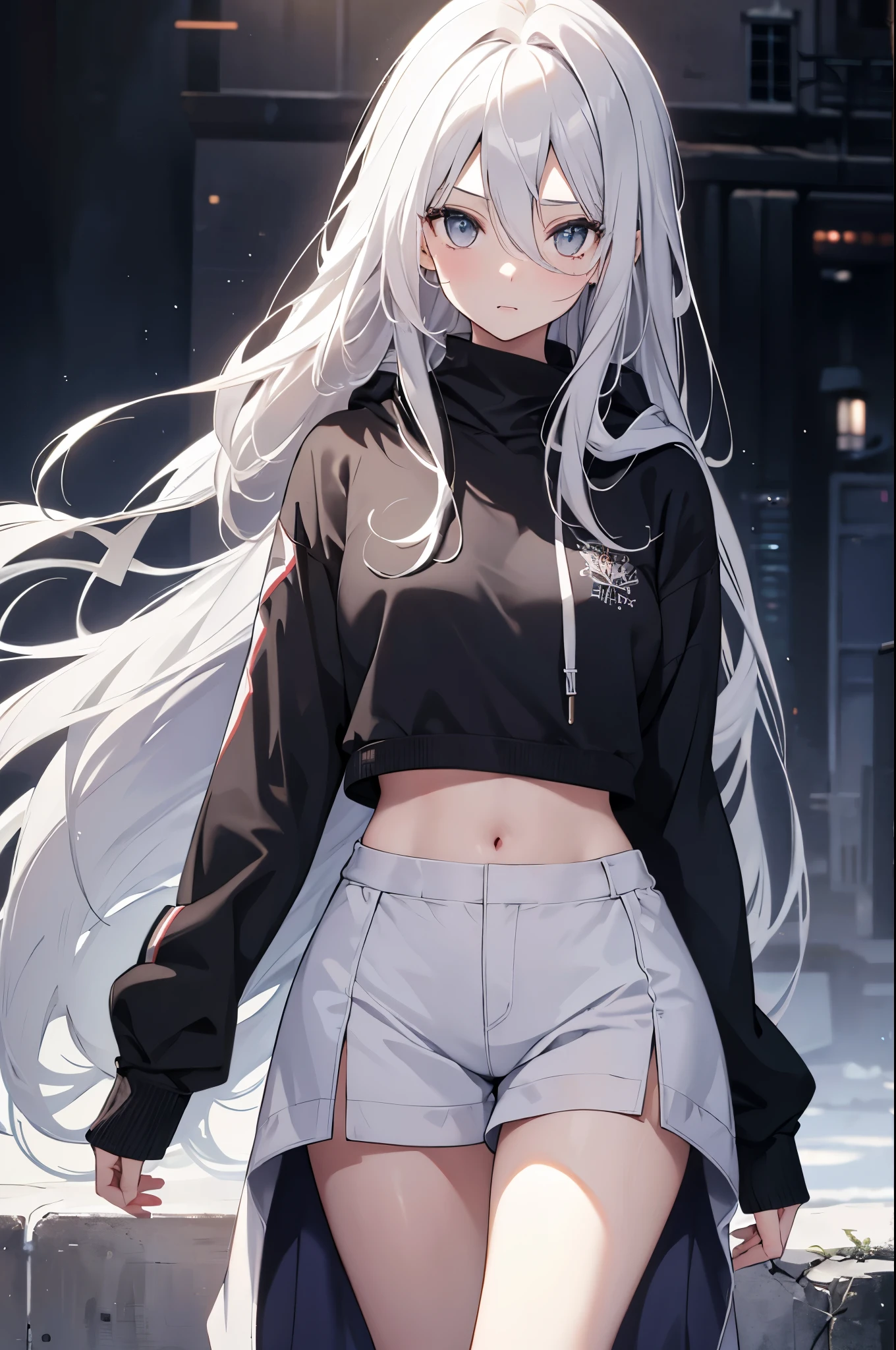 1girl, {Solitary}, Upper Body ,{{ {Watching at viewer}}}, Arms at your sides, Concept Art, white Background, simple Background, White hair, Silver gradient hair , Composite cloth, Asymmetrical clothes, Virtual YouTuber, best quality, masterpiece, Dynamic Angle, , cowboy_shooting, Watching_Back, grab, girl,Miss,woman, young,20 years old, Very long hair, Hair Flip, Silver Hair, Flowing hair, Ahog, giggle, Beautiful and delicate golden eyes, teeth, Large Breasts, Blonde eyes, White skin, hoodie, Black_shorts, Gray clothes, transparent_Background, Backlighting, absurd, high resolution, Extremely detailed,sweater,Face to face