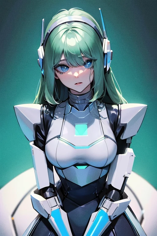 leere Augen,Robotisierte Frau ,große Oberweite,Robotergelenk ,Metallhaut,Kleid,android,Roboteranzug