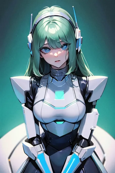 empty eyes,robotized woman ,big bust,Robot Joint ,Metal skin,dress,android,Robot Suit
