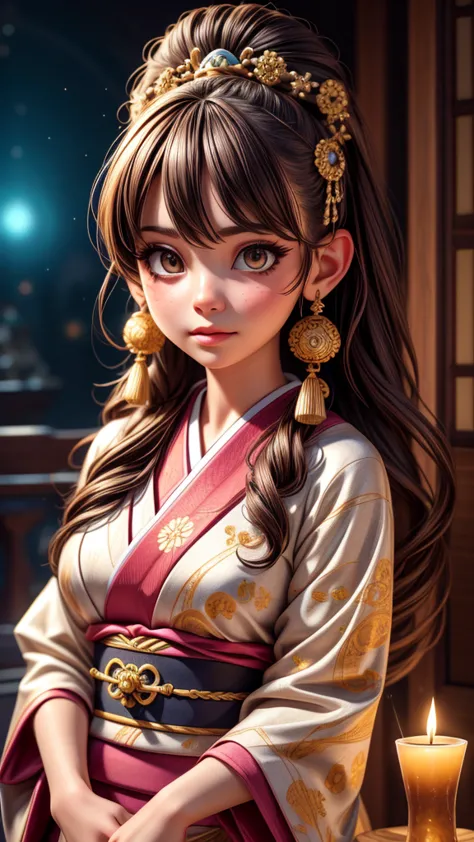 a young astrologist girl, fortune-telling customers at a cultural festival, detailed face and eyes, beautiful detailed lips, ext...