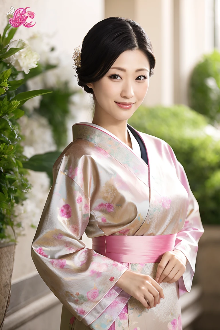 (Highest quality、Tabletop、8K、Best image quality、Award-winning works)、(1 Beautiful Mature Woman:1.1)、(Innkeeper:1.1)、(Elegant floral kimono:1.2)、Perfect Mature Woman Portrait Photo、Glowing Skin、Standing Elegantly、Face close-up、(Blurred elegant luxury hotel background:1.3)、Glowing White Skin、Very white skin、(Voluptuous body:1.1)、(Large Breasts:1.2)、(Accentuate your body lines:1.1)、The most elegant posture