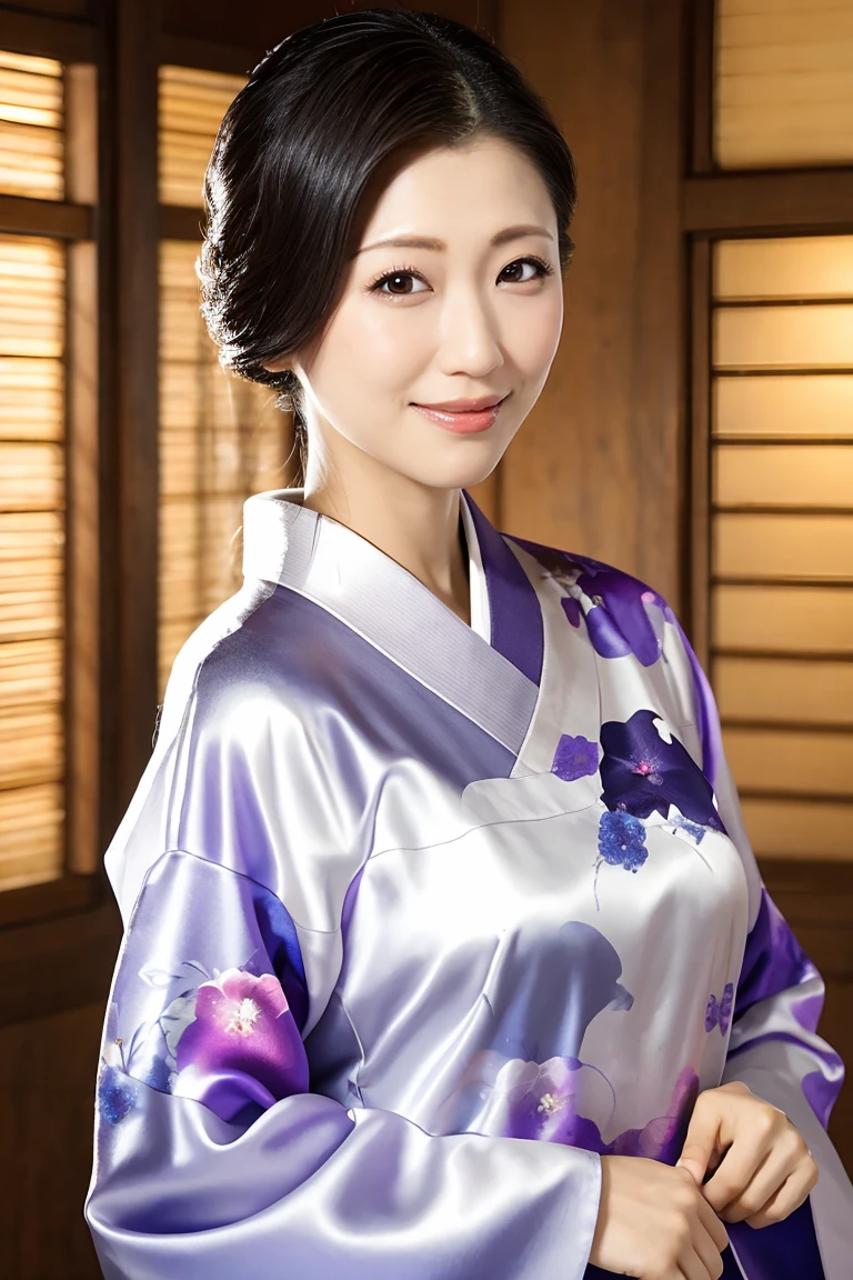 (Highest quality、Tabletop、8K、Best image quality、Award-winning works)、(1 Beautiful Mature Woman:1.1)、(Innkeeper:1.1)、(Elegant floral kimono:1.2)、Perfect Mature Woman Portrait Photo、Glowing Skin、Standing Elegantly、Face close-up、(Blurred background of the most elegant inn:1.3)、Glowing White Skin、Very white skin、(Voluptuous body:1.1)、(Large Breasts:1.2)、(Accentuate your body lines:1.1)、The most elegant posture