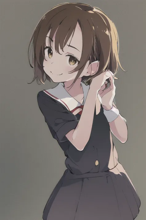 masterpiece, highest quality, 1 girl, alone, dynamic pose, school uniform, pfp, profile picture shot, face close up, hirasawa yu...