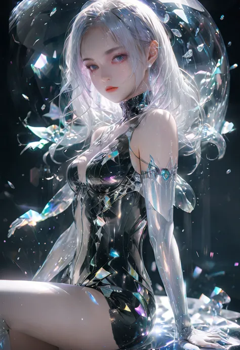 crystal covered, （full body ：1.3） side shot, alternate color, masterpiece, detailed illustration, realistic, pixiv top quality, ...