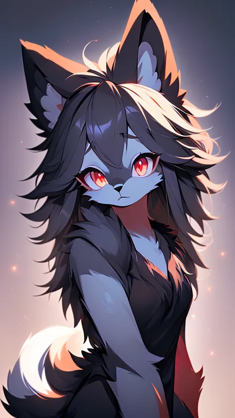 (furry art:1.4), (​masterpiece, best quality:1.2), (illustration:1.0), (black top:1.4), (natta_environment), (red eyes:1.6), (ul...