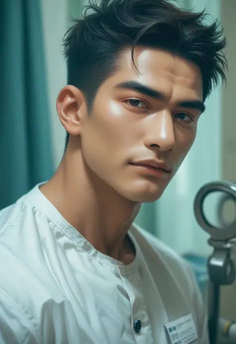 Men，（Chinese Face），shirt，Positive face，8K ，Handsome，Hospital，Vision