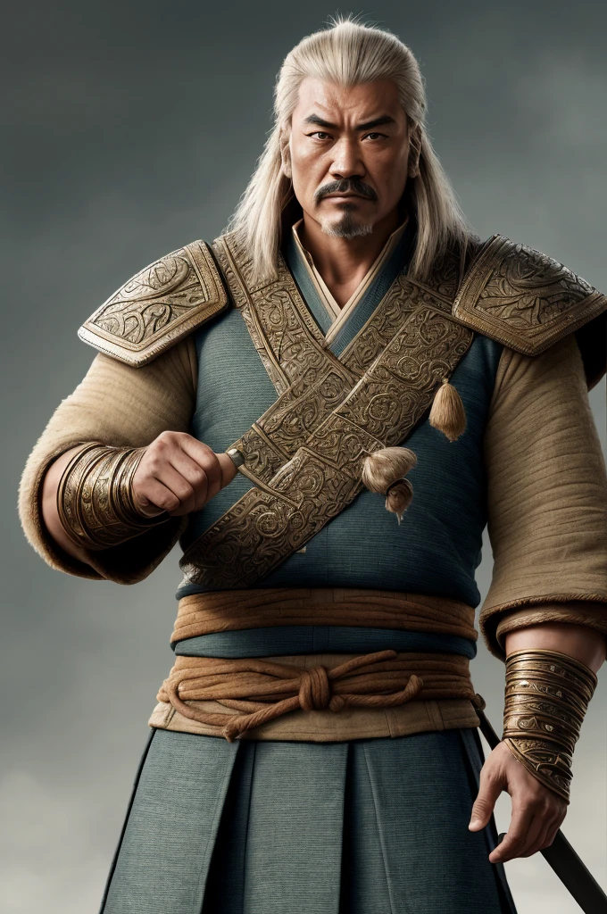 Highest quality，High resolution，((Kublai Khan)) ，（Mongol empire），Fist of the North Star，One person，（Yuan），（fur_coat），male，One personで，Middle Age，strongest，Anime Style，(Limbs)，(Full Finger)，(Accurate fingertips), (The finer details), (Super detailed)，(Japanese sword:)，4K，(high resolution)，whole body, (Front angle), Looking at the camera,masterpiece，(Subtle details)，(Intricate details)，Octane Rendering，(Hyper Detail)，