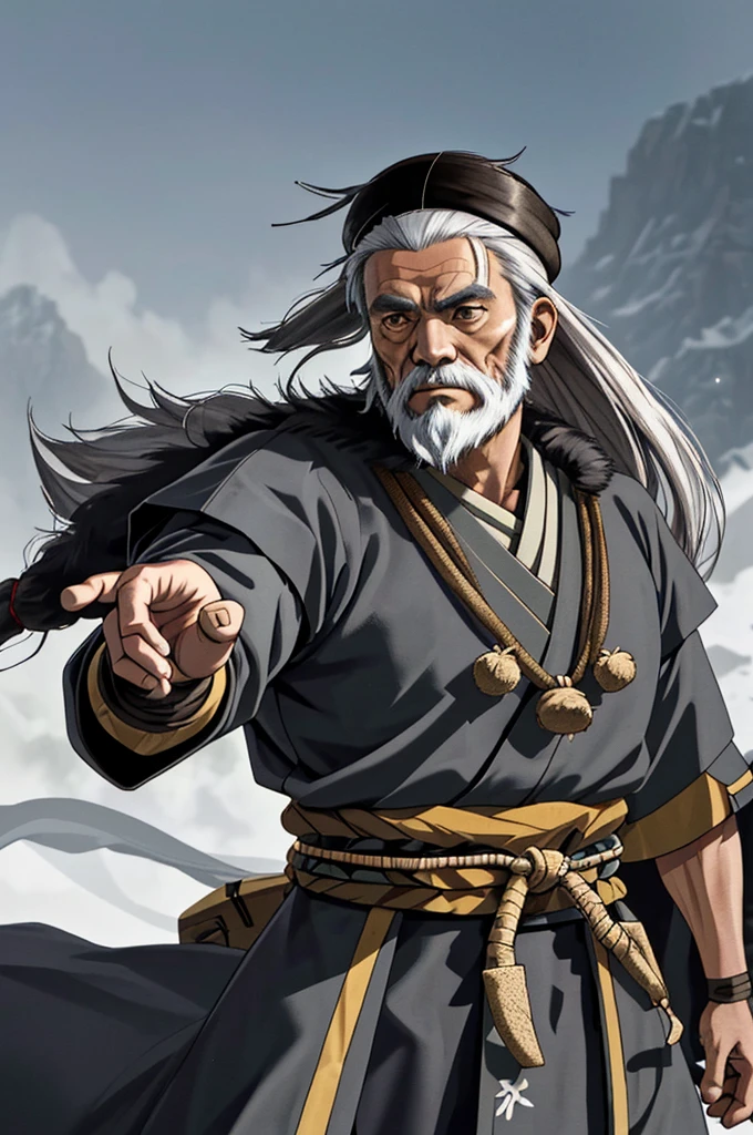 Highest quality，High resolution，((Ainu people)) ，Long Beard，One person，（bow），（fur_coat），male，One personで，Middle Age，strongest，Anime Style，(Limbs)，(Full Finger)，(Accurate fingertips), (The finer details), (Super detailed)，4K，(high resolution)，whole body, (Front angle), Looking at the camera,masterpiece，(Subtle details)，(Intricate details)，Octane Rendering，(Hyper Detail)，