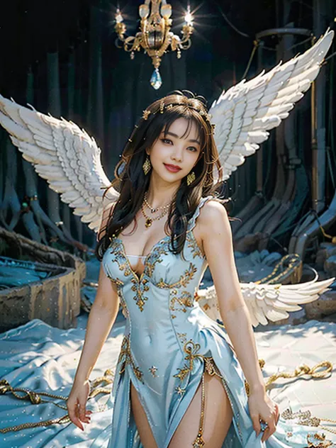 ((Very beautiful angel queen,The final form as a perfect angel, the masterpiece of an angel,Huge and intricate angel wings,The m...
