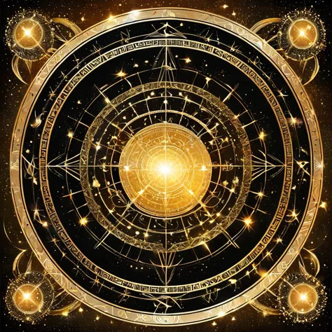 Sacred geometry, horoscope circle shining, Signs of the zodiac, Astrologer, tarot card,