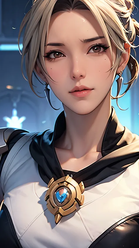 Mercy from Overwatch, character Portraiture, Portraiture, close, Concept Art, Intricate details, Very detailed, Mobius style