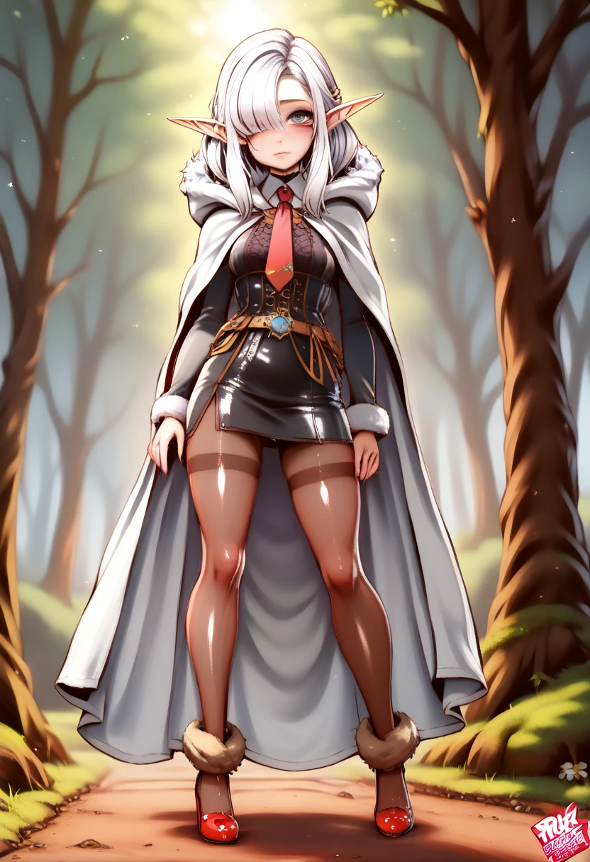 masterpiece, best quality,4girl,young girl, plum_pie eyes, brown, choppy bob,envious _face,shiny skin,medium breasts,nice leg line:1.3,thick thighs, thin waist,, thighhighs,necktie,((pencil skirt)),red color high heels,   pantyhose, , Pathway_lined_with_blooming_cherry_blossom_trees,,looking at viewer,from below,full body, legsupsexms, (masterpiece, top quality, best quality, official art, beautiful and aesthetic:1.2), (1girl), extreme detailed, (fractal art:1.3), colorful, highest detailed, perfect face, HDR, (white cloak golden lines:1.2), striking visuals, (dynamic streaks, luminous trails:1.2), vibrant colors, it looks even more beautiful than immortal, colored contact lenses, blush, high detail, anime, romanticism, modern, gothic art, anime style, film lighting, ray tracing, motion rye, close-up, sony fe gm, uhd, high detail, top quality, 8k, clean fingers, well-formed fingers, mdnn, (sharp focus:1.2), portrait, attractive young woman, (beautiful face:1.1), detailed eyes, luscious lips, (eye makeup:1.2), (tight body:1.2). (morning sun lighting:1.2), depth of field, bokeh, 4K, HDR. by (James C. Christensen:1.2|Jeremy Lipking:1.1) a small gnome girl with pale skin, very long wavy silver hair covering one eye, bright blue anime-style eyes with long lashes, wearing a corset, white puffy long sleeved shirt, and puffy cloth pants, leather bound boots, set in a windy fantasy landscape, (best quality, 4k, 8k, highres, masterpiece :1.2),ultra-detailed,dungeons and dragons, long elf ears, detailed skin and cloth textures, cute detailed face, intricate details, extremely detailed, 1girl, dynamic pose with hair covering one eye, shy personality, puffy cloth pants with leather belt, detailed privateer outfit, detailed buccaneer outfit, pouch on belt, wearing ornate leather armor with fur trim, silver inlay detail, wearing fur trimmed boots, wearing fur trimmed gloves, short, short height, halfing girl, small girl,