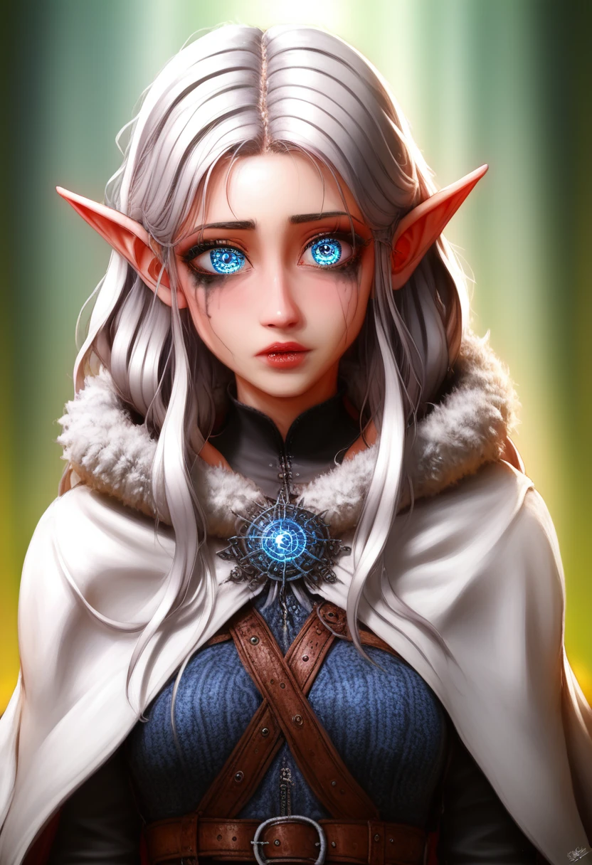 eine Nahaufnahme, a character Porträt von Yang J, Gewinner des Pixiv-Wettbewerbs, Fantasy-Kunst, weißhaarige Gottheit, schöne Charaktermalerei, artwork in the style of guweiz, der durchdringende Blick von Yuki Onna, guweiz,(Meisterwerk, Top Qualität, beste Qualität, offizielle Kunst, schön und ästhetisch:1.2), (1 Mädchen), extrem detailliert, (Fraktale Kunst:1.3), bunt, höchste Detailliertheit, perfektes Gesicht, HDR, (weißer Mantel goldene Linien:1.2), beeindruckende Optik, (dynamische Streifen, leuchtende Spuren:1.2), leuchtende Farben, es sieht noch schöner aus als unsterblich, farbige Kontaktlinsen, erröten, Hohe Detailliertheit, Anime-Serie, Romantik, modern, gotische Kunst, Anime-Serie style, Filmbeleuchtung, Raytracing, Bewegung Roggen, Nahaufnahme, Sony FE GM, uhd, Hohe Detailliertheit, Top Qualität, 8k, saubere Finger, Wohlgeformte Finger, mdnn, (scharfer Fokus:1.2), Porträt, attraktive junge Frau, (schönes Gesicht:1.1), Detaillierte Augen, Üppige Lippen, (Augen Makeup:1.2), (straffer Körper:1.2), (Morgensonne Beleuchtung:1.2), Tiefenschärfe, bokeh, 4K, HDR, von (James C. Christensen:1.2|Jeremy Lipking:1.1), ein kleines Gnomenmädchen mit blasser Haut, sehr langes, gewelltes, silbernes Haar, das ein Auge bedeckt, bright blue Anime-Serie-style eyes with long lashes, ein Korsett tragen, weißes, bauschiges Langarmhemd, und bauschige Stoffhosen, Lederstiefeletten mit Schnürung, set in a windig fantasy landscape, (beste Qualität, 4k, 8k, highres, Meisterwerk:1.2),ultra-detailliert,dungeons and dragons, lange Elfenohren, detaillierte Haut- und Stofftexturen, Süßes, detailliertes Gesicht, komplizierte Details, Extrem detailliert, 1 Mädchen, dynamische Pose mit Haaren, die ein Auge bedecken, schüchterne Persönlichkeit, Puffige Stoffhose mit Ledergürtel, detailliertes Freibeuter-Outfit, detailliertes Freibeuter-Outfit, pouch on belt, trägt eine reich verzierte Lederrüstung mit Pelzbesatz, silbernes Inlay-Detail, trägt pelzbesetzte Stiefel, trägt pelzbesetzte Handschuhe, kurz, kurz height, Halbmädchen, Kleines Mädchen, sehr langes, detailreiches, wallendes Haar, großer Kopf, Große runde Augen, windig, vom Wind verwehte Haare, drahtige Muskeln, Kämpfer, dynamischer Winkel, Kinetiker, pathfinder, pathfinder Kinetiker 