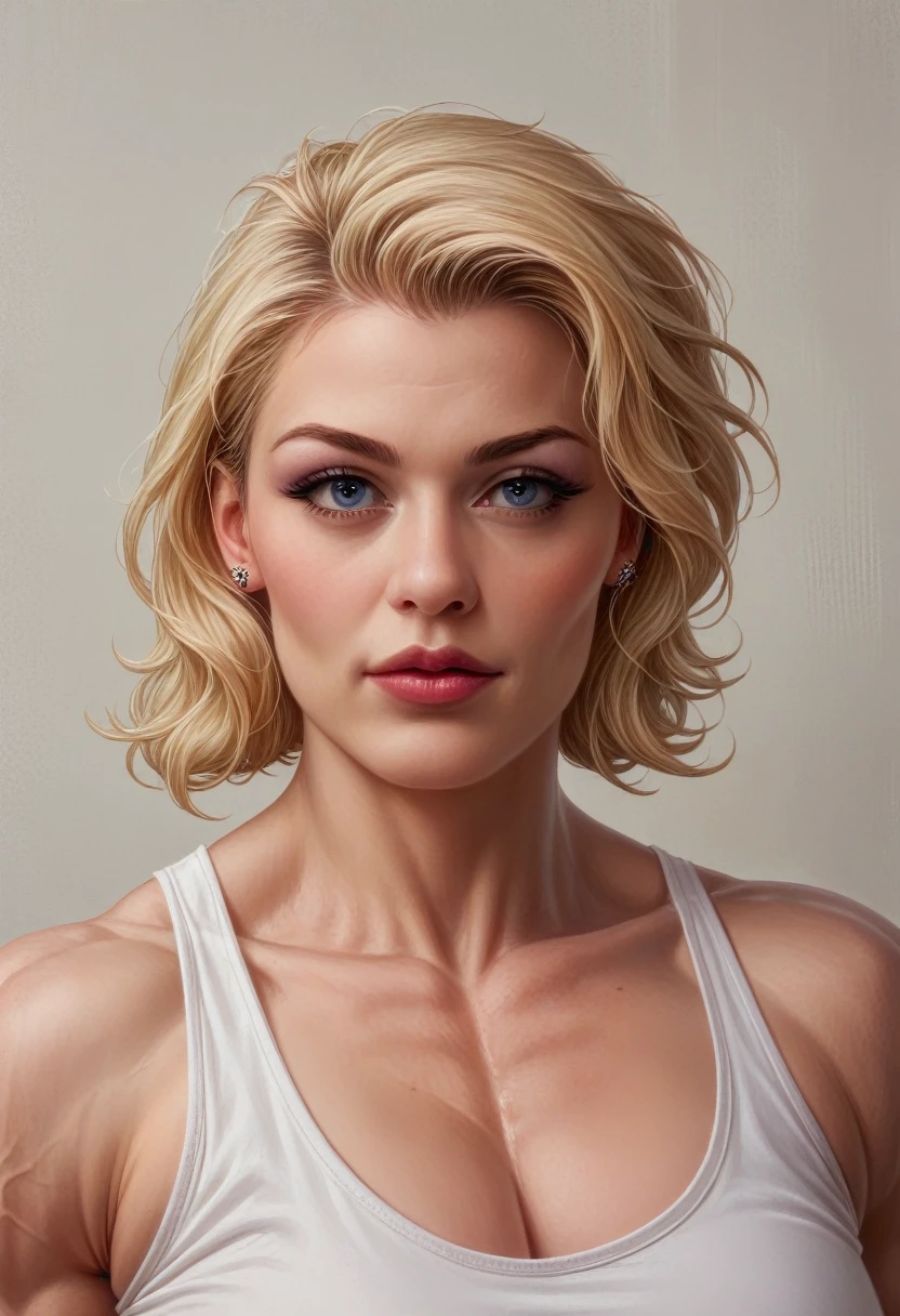 (muscular blonde woman_bustycleveage) hyperrealistic art cinematic film still lower angle photography in the style of detailed hyperrealism photoshoot . () Extremely high-resolution details, photographic, realism pushed to extreme, fine texture, incredibly,
