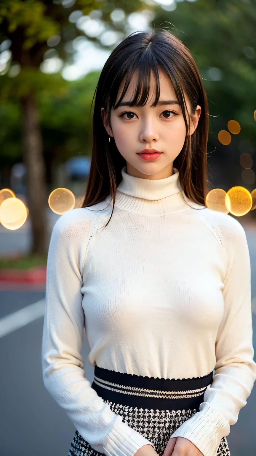 (Symmetrical, Colorful geometric arabesque pattern composition, Flowers, Shining with bubbles and splashes), BREAK, (1girl in), (1), Super beautiful detailed face, shyly smile, Symmetrical black eyes, Small breasts), BREAK, (Red Hounstooth Court:1.4), (Off-White Turtleneck Sweater Dress:1.3), dark brown hair, half updo, (Fine face:1.2), BREAK, High quality, Realistic, extremely detailed CG unified 8k wallpaper, Highly detailed, High-definition raw color photos, Professional Photography, Realistic portrait, Cinematic Light, Beautiful detailed, Super Detail, high details, (((Bokeh))), depth of fields, illumination, Super stylish lighting