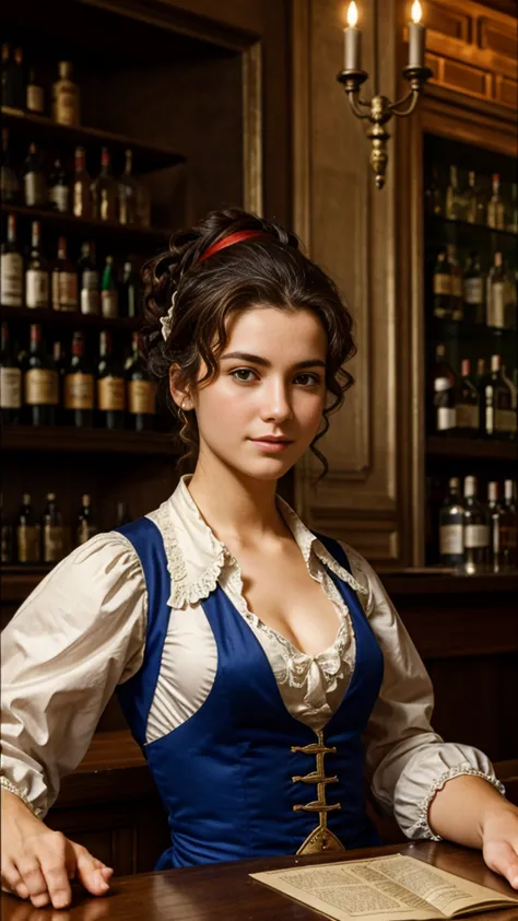 During the French Revolution、A downtown woman working at a bar、Around 20 years old、Typical commoner&#39;s costume of that time