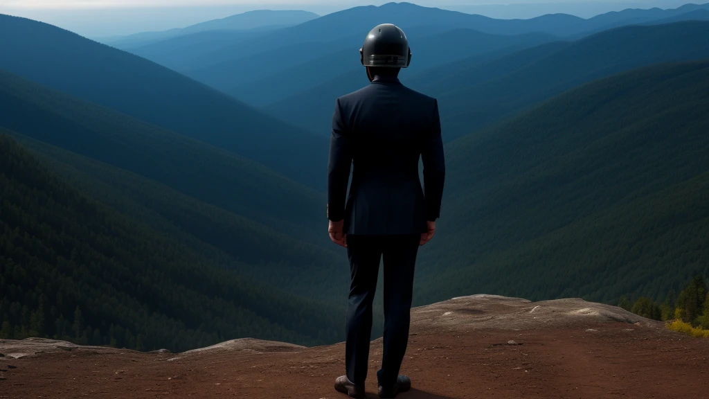 A Luxury Sales Suit Mann wearing a black rider full-face helmet mit Blick auf die Wildnis,Ganzkörper,Standard Rider schwarzer Integralhelm,back view of the Mann, Hintergrund ist eine Wildnis,a Mann mit Blick auf die Wildnis,a Mann mit Blick auf die Wildnis,a Mann mit Blick auf die Wildnis,a Mann mit Blick auf die Wildnis,a Mann mit Blick auf die Wildnis,Ganzkörper,Ganzkörper,Ganzkörper,Ganzkörper,mit schwarzem Rider Integralhelm,mit schwarzem Rider Integralhelm,mit schwarzem Rider Integralhelm,trägt einen schwarzen Integralhelm,mit schwarzem Integralhelm,mit schwarzem Integralhelm,mit Blick auf die Wildnis,mit Blick auf die Wildnis,Rückansicht,Rückansicht,Rückansicht,Rückansicht,Zeichne Menschen klein,Zeichne Menschen klein,Spektakuläre Aussichten,Spektakuläre Aussichten,Spektakuläre Aussichten,lonely Mann, Mann,ein schwarzer Integralhelm helmet,ein schwarzer Integralhelm,A Luxury Sales Suit Mann,mit Luxus-Verkaufsanzug