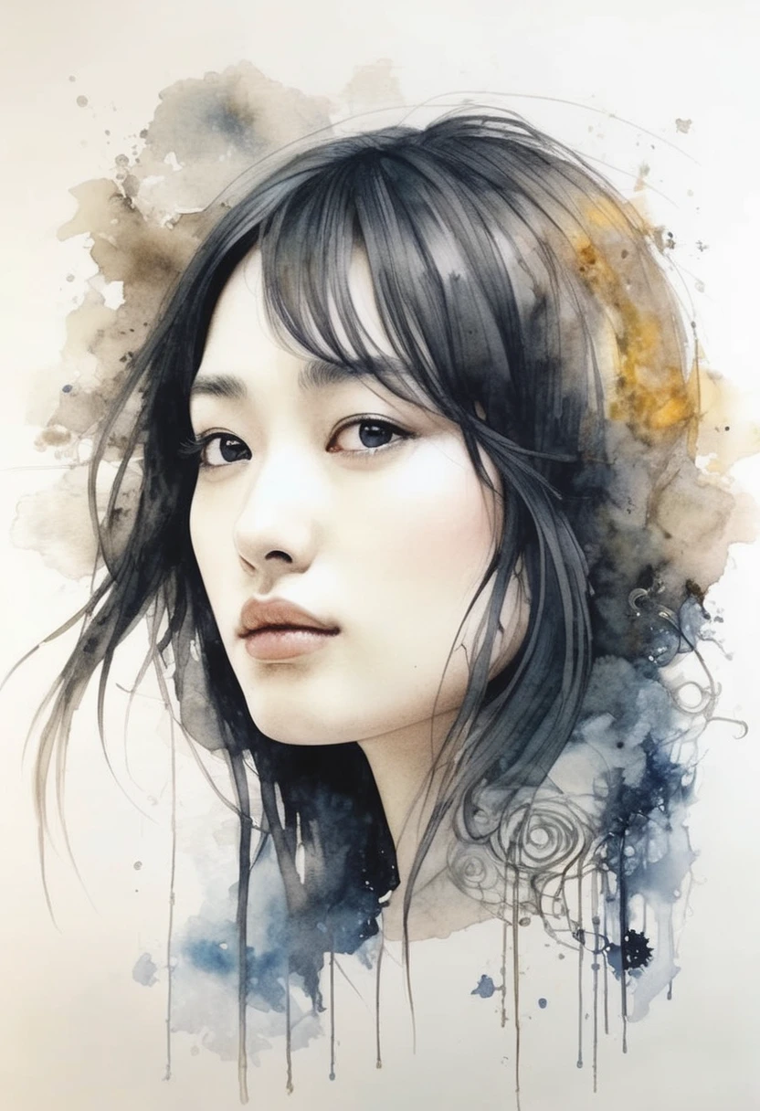 artwork:Katsuya Terada 、iceの女王、ice、Haruka Fukuhara、 (Vector art:1.6), Minimalism、monotone、Esbian all over、Watercolor、Beautiful face girl、White background、Drawn in black pencil、diego gisbert lawrence、Joe San Gonzalez Dan Mumford、Picture book illustrations、vague、superwide shot、Highest quality、Intensive、Golden ratio composition、Watercolor、