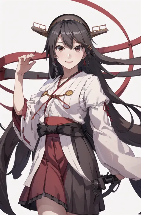 highest quality, masterpiece, high resolution, 一人in, {aaron_kantai collection:1.15}, black_hair, length_hair, hair_ornament, hai...