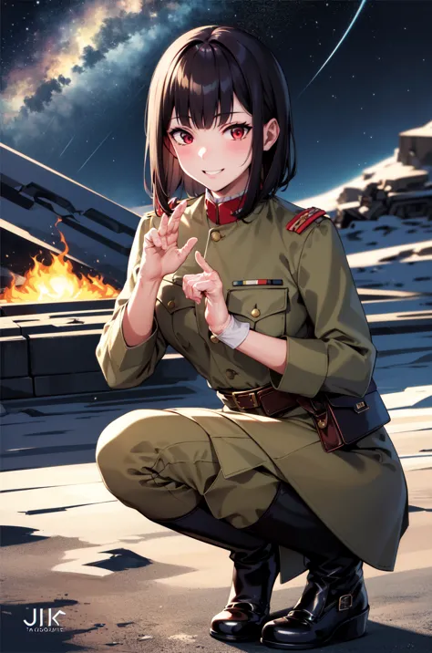 masterpiece, Highest quality, Absurd, High resolution, Very detailed, One Girl, alone, Cowboy Shot, ((IJA Taisho, Khaki uniform,...