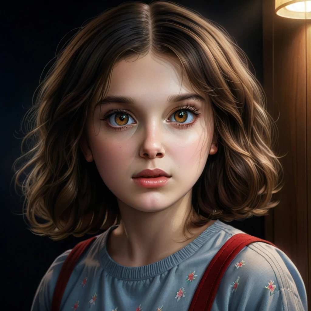 ein junges Mädchen mit wunderschönen, detailreichen Augen, schöne detaillierte Lippen, Extrem detailliert eyes and face, lange Wimpern, fotorealistisch, hyperrealistisch, 8k, highres, Meisterwerk, komplizierte Details, Extrem detailliert, digitale Zeichnung, Ölgemälde, hyperrealistisch, fotorealistisch, filmische Beleuchtung, dramatische Beleuchtung, Hell-Dunkel-Beleuchtung, warme Farben, sanfte Farben, realistische Haut, Detaillierte Kleidung, dynamische pose, emotionaler Ausdruck, Fantasie, Magischer Realismus, Fremde Dinge