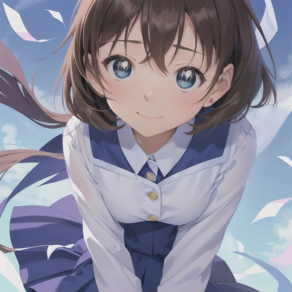 青いシーツと枕のあるベッドの上で裸のAnime Girls, With cute eyes, 魅惑的なAnime Girls, Beautiful and attractive anime teen, Short brown hair and big eyes, , White Cheeks, Cute girl anime visuals, Pretty and kind eyes, close range, Anime Girls, 魅力的なAnime Girls, かわいいAnime Girls, Naughty