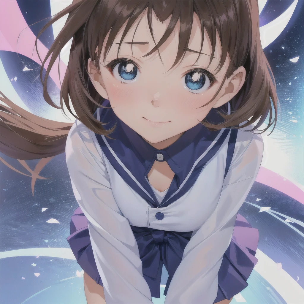 青いシーツと枕のあるベッドの上で裸のAnime Girls, With cute eyes, 魅惑的なAnime Girls, Beautiful and attractive anime teen, Short brown hair and big eyes, , White Cheeks, Cute girl anime visuals, Pretty and kind eyes, close range, Anime Girls, 魅力的なAnime Girls, かわいいAnime Girls, Naughty