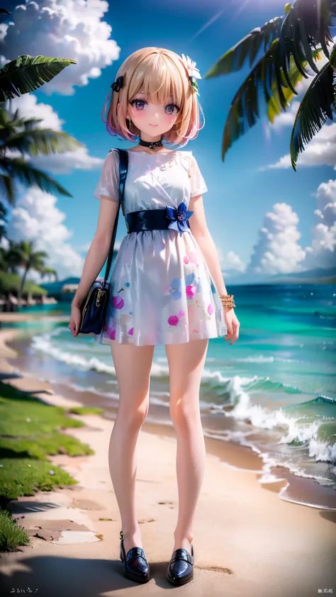 A very cute 11-year-old girl in summer outfit