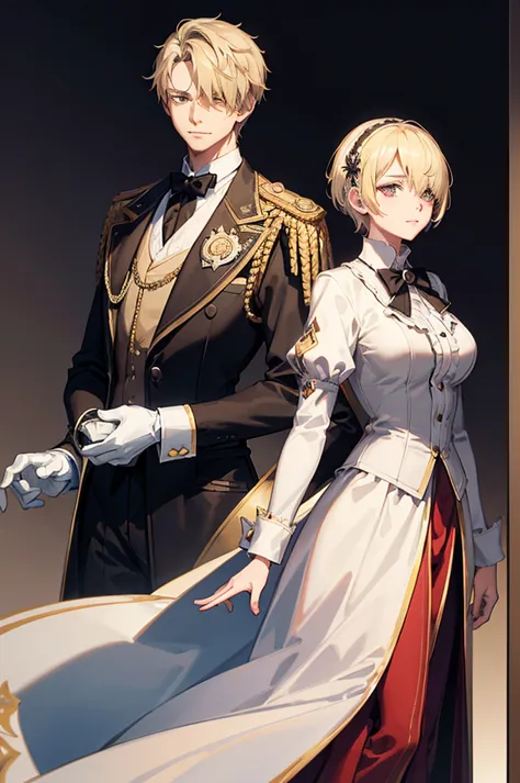 1 person, mature, (((woman dressed as a man))),(((butler))), count, viscount, victorian era,(barrette)、(((hair on one eye)))、(((...