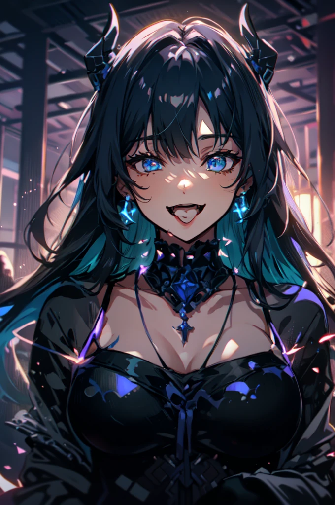 Beautiful hands, Beautiful dresasterpiece, (best quality:1.2), intricate details, ado, 1girl, multicolored hair, long hair, collared shirt, jacket, bangs, long sleeves, blue flower, (mature female:1.2), Ado, (dark blue hair, light blue inner), extra long hair, straight hair, blue eyes, slanted eyes, white inner shirt, (long black jacket, long black pants),  (masterpiece, best quality:1.2), intricate details, ado, 1girl, multicolored hair, long hair, collared shirt, bangs, long sleeves, blue flower, (mature female:1.2), Stars and comets pass by in the open sky, Beautiful Clouds, A tree with glowing fireflies and butterflies々, (Ultra-realistic), {Highly detailed CG unit 8k wallpaper}, Vast landscape photography, (View from below with a panoramic view of the sky, vast open field vision), (Low angle shot), (Light: 1.5), (warm Light source: 1.2), Intricate details, (Rainbow colors: 1.2), (bright Lighting), (atimospheric Lighting), dream-like, Magic, fairy tale