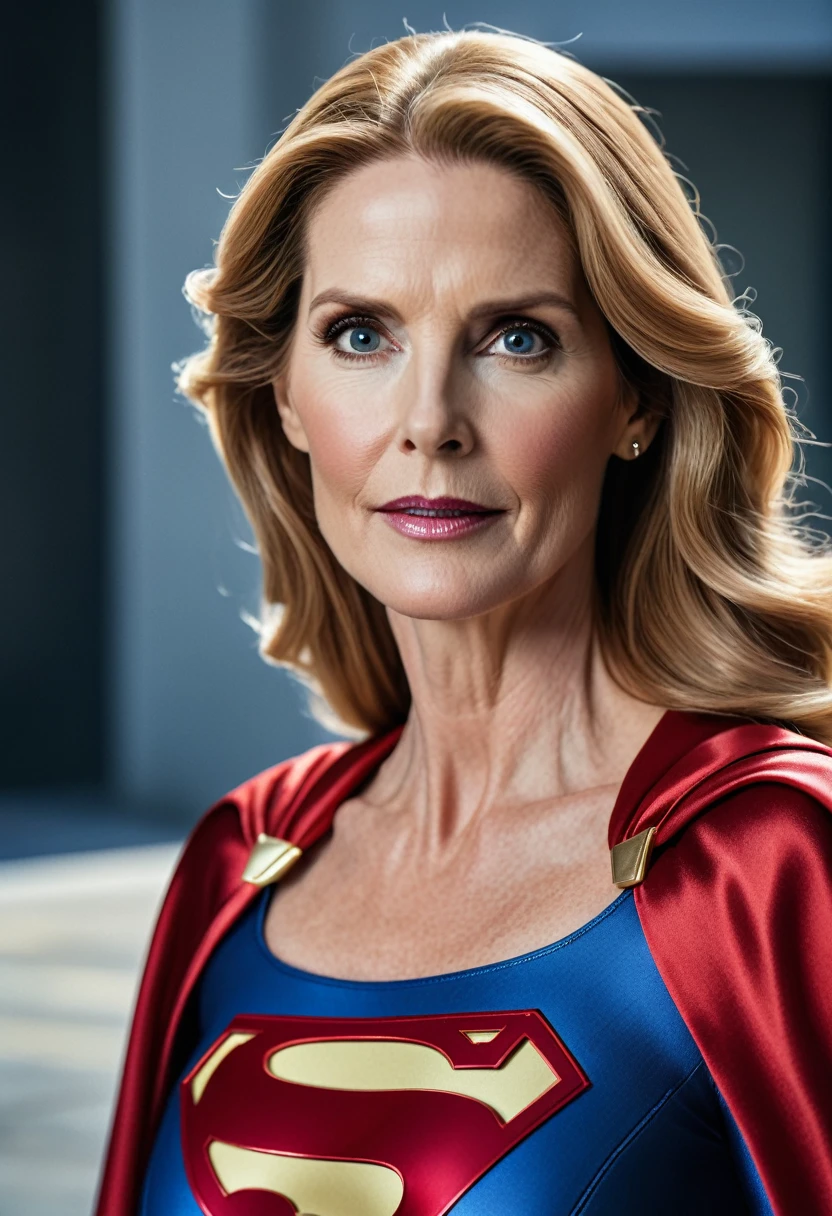 Julie Hagerty Supergirl; HD. Photograph, ((realism)), extremely high quality RAW photograph, ultra detailed photograph, sharp focus, high resolution, (detailed skin:1,3),high quality, film grain, Fujifilm XT3,Highly Detailed, movie, (Cinematic Photo:1.3) of (Realistic:1.3)