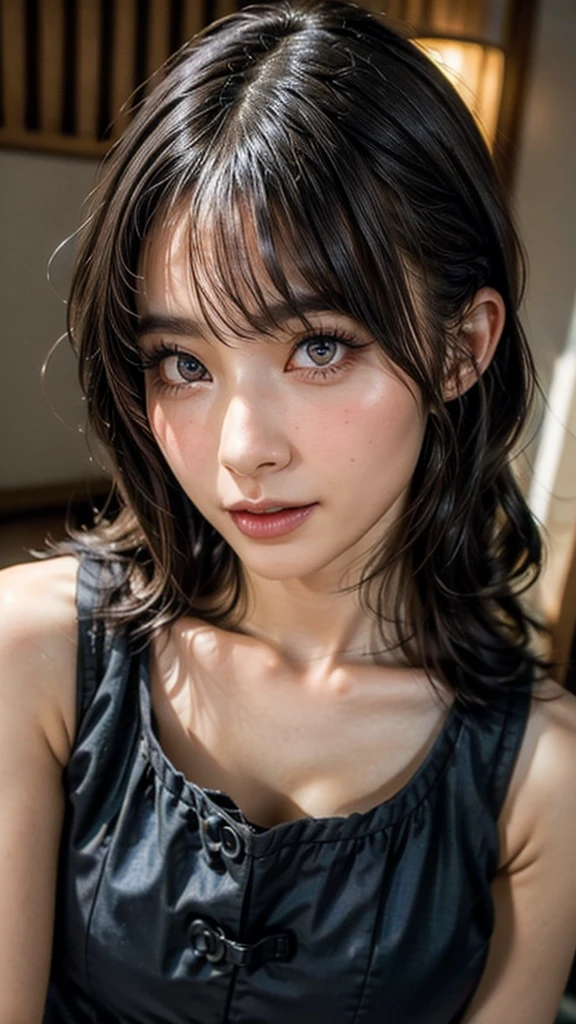 (masterpiece:1.3), (8K, Photorealistic, Raw photo, Best image quality: 1.4), Japanese schoolgirl、(Random Hairstyles:1.2)、Cleavage:1.2、Super detailed face、Attention to detail、double eyelid、Put your chest together、Sharp focus:1.2、Beautiful woman:1.4、Light brown hair、Highest quality、masterpiece、Ultra-high resolution、(Photorealistic:1.4)、, compensate, eye shadow, Thick eyelashes, Fantasy, Looking at the audience, spring ((Natural big breasts:1.2)),((Upper Body))