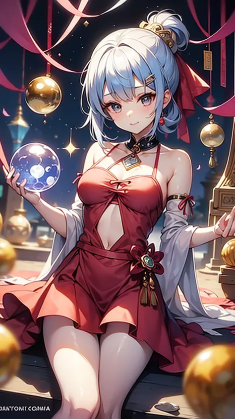 Cute girl telling fortune with a crystal ball