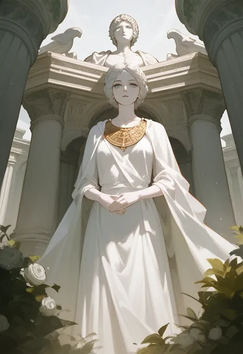 Hollow statue girl, Roman, white fabric