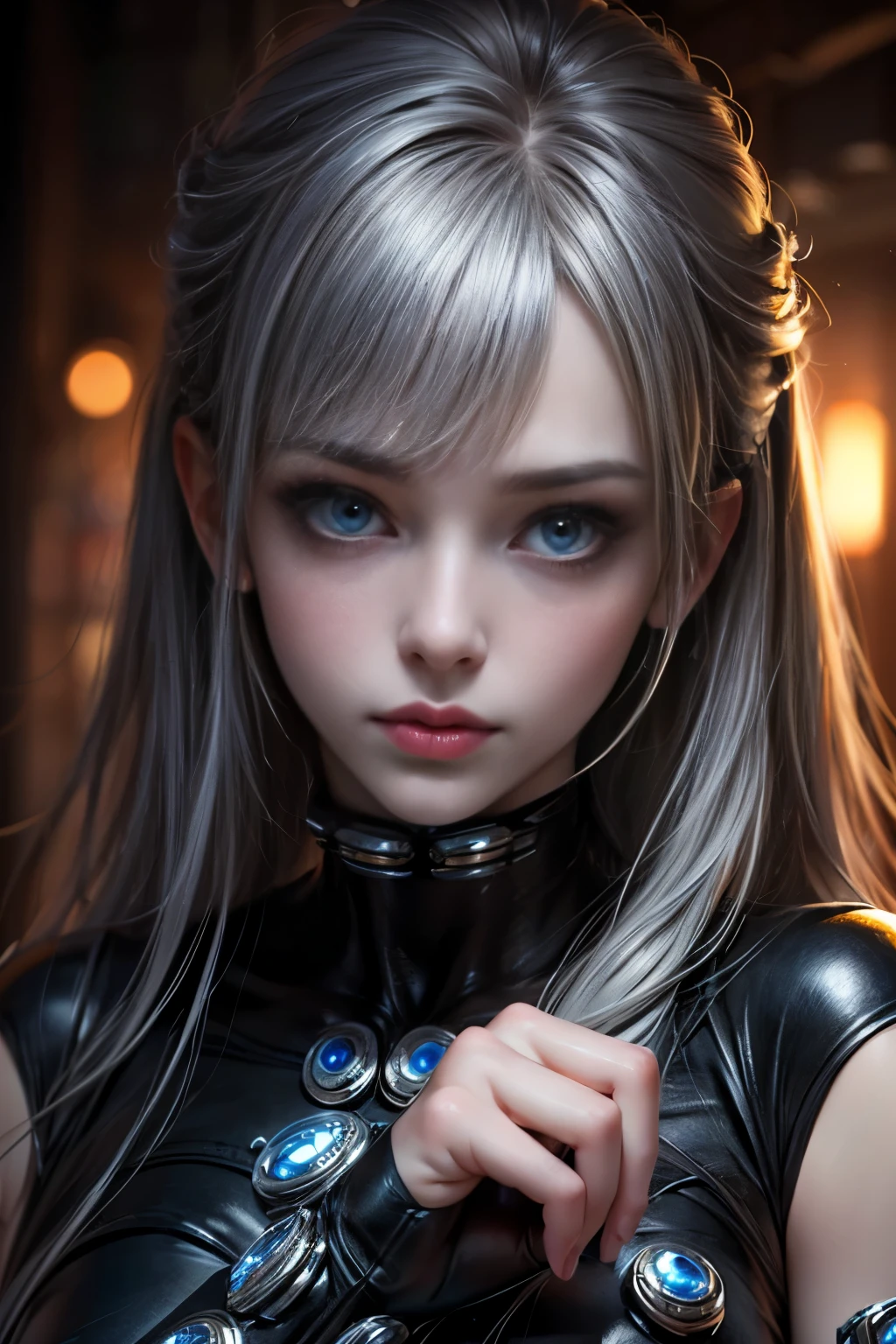 ((masterpiece, Highest quality, Super Definition, High resolution)), alone, beautiful girl, Shining Eyes, Perfect Eyes, 15 years old, Five fingers, Silver Theme,