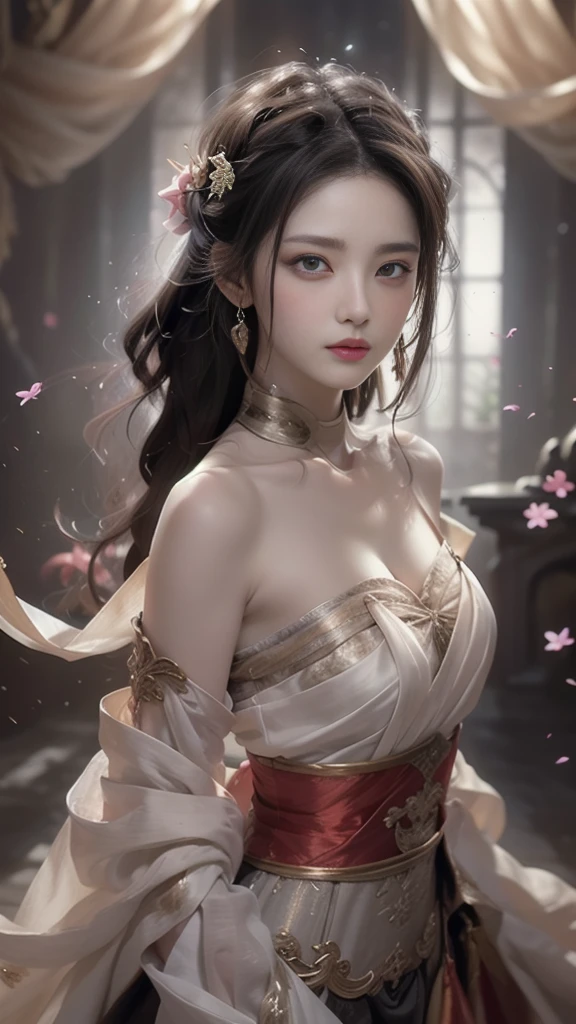 (best quality,high resolution,masterpiece:1.2),Extremely detailed,Practical:1.37,Traditional portrait style,Detailed face and eyes,Beautiful lips,Fine brushwork,Soft, Flowing hair,Delicate flowers blooming in the background,Subtle color palette,Soft lighting,A seamless blend of reality and fantasy,Ethereal atmosphere,Traditional Beauty,Seductive pose,Antique Clothes,Colorful but not harsh,Subtle textures,Attention to detail,Beautiful posture,Expressive eyes,Female characteristics,ingenious composition,Artistic talent,An evocative gaze,Dreamy atmosphere,A sensual and elegant performance,The perfect balance of elegance and sensuality,Delicate facial features and expressions.，Sea，patio，