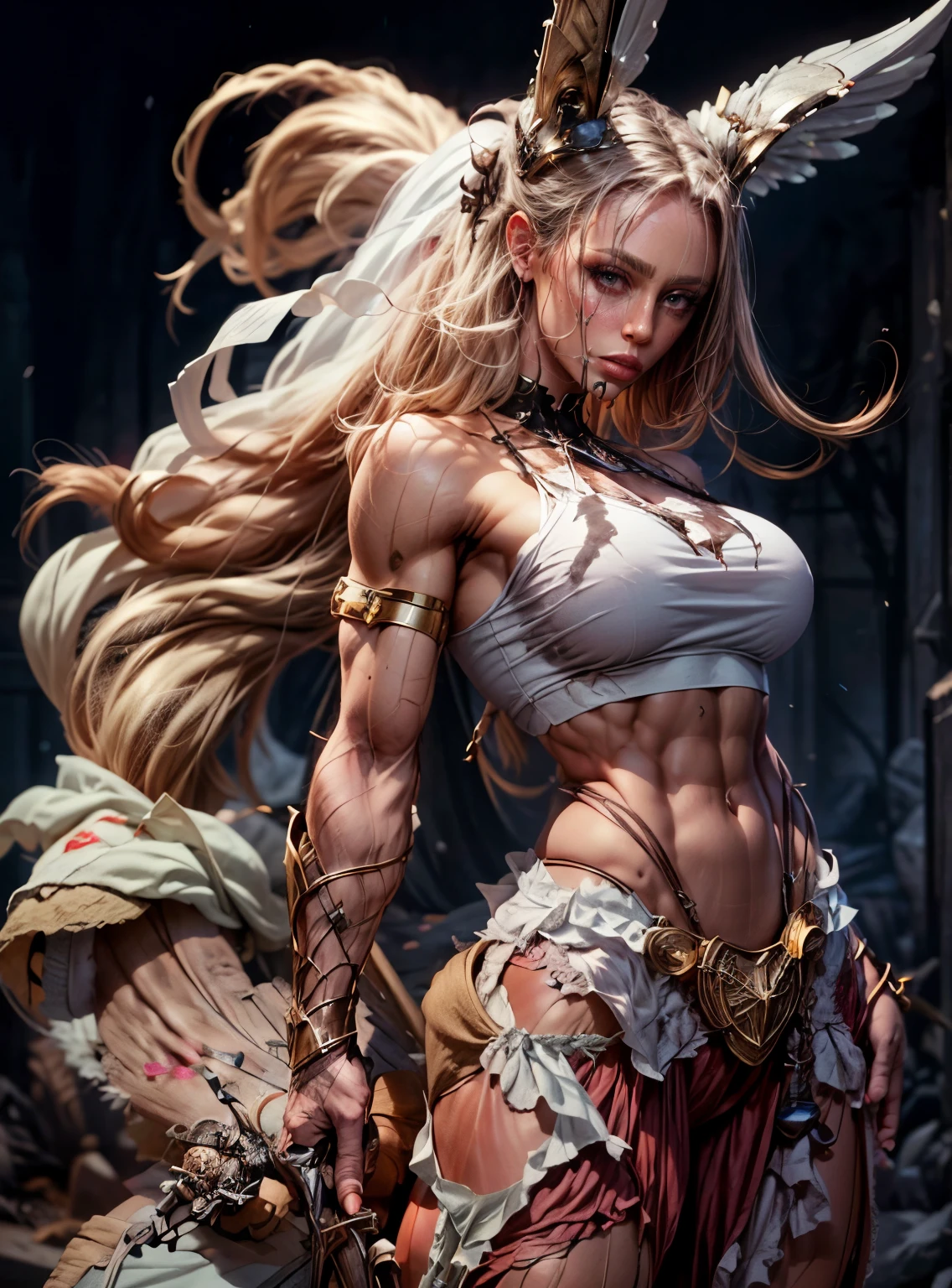 muscular woman, Asgard, Valkyrie，Lady Knight，anatomical correct，epic fantasy digital art，Masterpiece artwork，8K，Realistic colorful body with high definition resolution, Quality Superior，, epic composition,