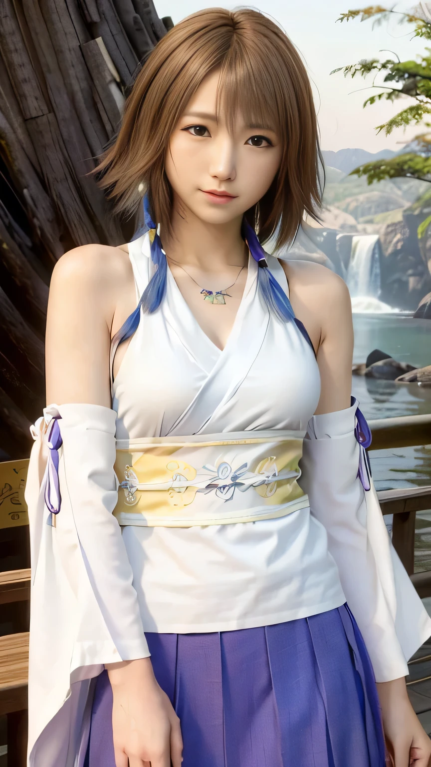 (masterpiece, Highest quality:1.3)
Yuna FF10,  One girl, alone, View your viewers, smile, short hair, blue eyes, Long skirt, Brown Hair, hair ornaments, jewelry, underwear, Green Eyes, smile, Are standing, Upper Body, Removable sleeves, kimono, good, Heterochromia iridis, In the same way, In the same way Long skirt, blue In the same way, purple In the same way, Yuna (ff10)