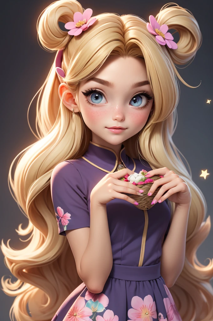 imagem de alta qualidade de uma Chibi-Puppe Talor Swift: Chibi-Puppe ,Illustration,zarte Details,Bezaubernde Pose,schöner Ausdruck,sanfte Farben,schönes Outfit,kompliziertes Haar,Schöne Augen und Lippen,Bessere Qualität,ultradetailliert,fotorealistisch,lebendige Farben, einfarbiger Hintergrund, professionelle Beleuchtung, Mädchenhafte Accessoires, Ausdrucksvoll, Stirnband Blumen, blaue Augen, ombre Haar, lange Haare, Korb mit Blumen in den Händen, schöne pose, schwarze Augen, trägt ein Feen-Outfit in Pastellfarben mit Glitzer, minzgrün, Rosa, und zartem Lila, überschwänglich, perfekt, centered in the photo with a weißer Hintergrund, Zum neunten Mal, Feenstimmung, Stehen, Rosa flat shoes, beschwingt, weißer Hintergrund, Blondes Haar, Blondes Haar, blonde Haare
