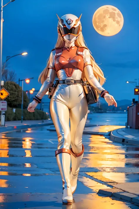 (Masterpiece, 4K resolution, ultra-realistic, highly detailed), (White costume superhero theme, charismatic, girl on top of the ...