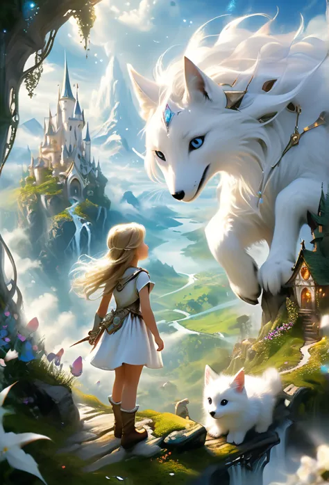 Certainly! Here’s the description of the image you shared:
The image depicts a young girl gazing at a fantasy world while accomp...
