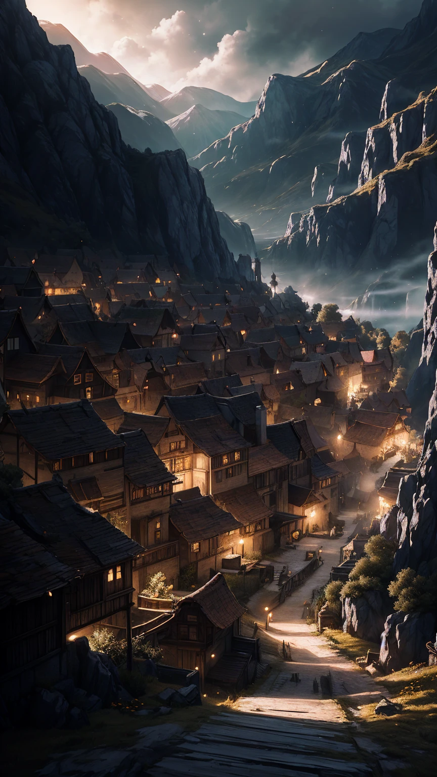 High quality, high quality, 4K, Ghibli style.

One woman, sharp contours, short light blue hair, red jumper, blue pants, leather boots.

In the background is the path they must take. The path is surrounded by difficult mountains and walls, but in the distance they can see a shining future. They are depicted breaking down walls as they go, a light of courage and hope shining down on them.

In the night sky, stars of hope shine brightly, illuminating the path. Surrounding them are flowers in bloom, symbols of hope, swaying in the wind.