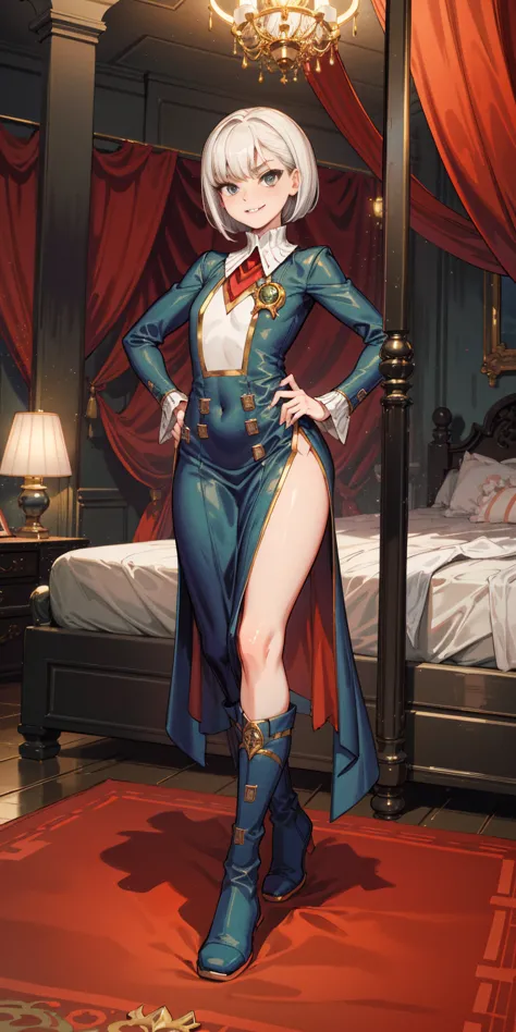 setting:
royal bedroom - grand, opulent, with rich fabrics and tapestries
character:
appearance:
white hair - short, styled in a...